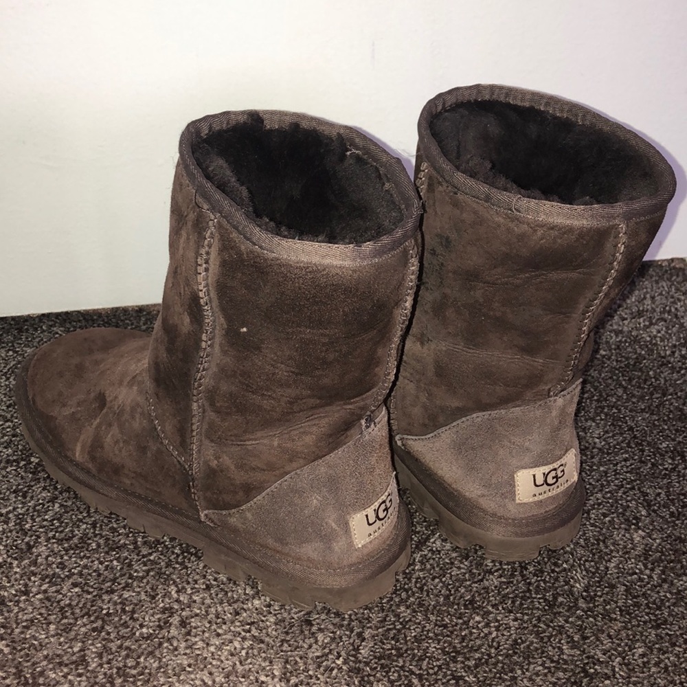 Brown furry short UGGS